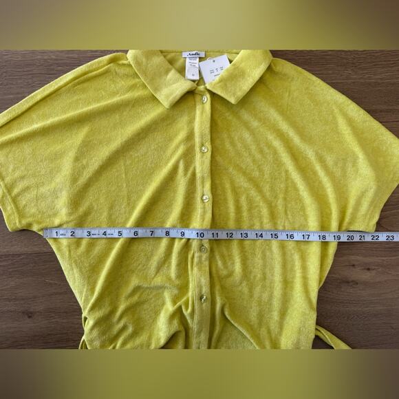 NWT Andie Swim Terry Button-Up Short Romper Honeysuckle Swim Cover Size Medium - Picture 6 of 8